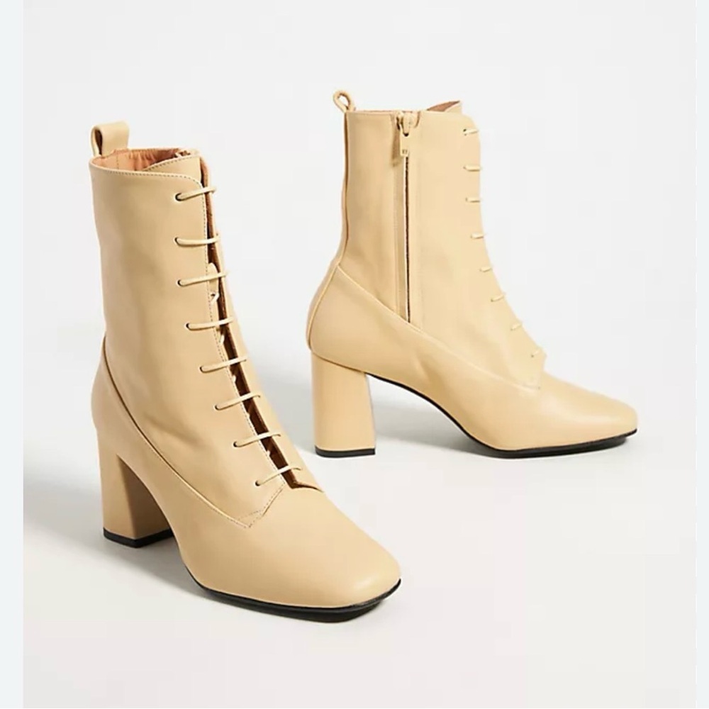 Anthropologie Elegant Beige Ankle Boots